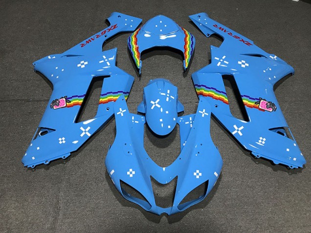 Light Blue Custom 07-08 Kawasaki ZX6R Fairings Light Blue Custom 07-08 Kawasaki ZX6R Fairings