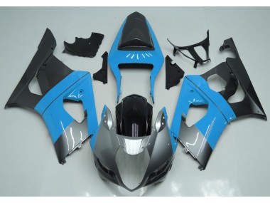 Light Blue Silver and Black 03-04 Suzuki GSXR 1000 Fairings