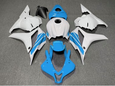 Light Blue and White Side Stripe 09-12 Honda CBR600RR Fairings