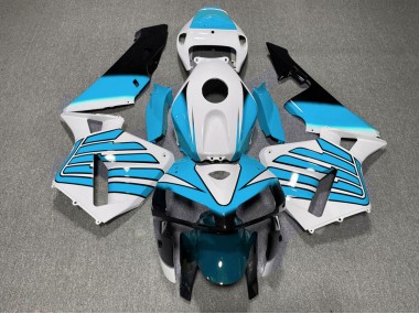 Light Blue and White Wings 05-06 Honda CBR600RR Fairings