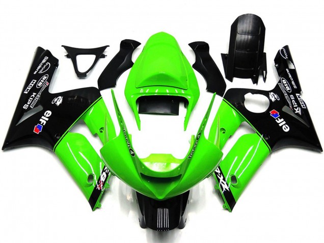 Light Green and Black Elf 03-04 Kawasaki ZX6R Fairings Light Green and Black Elf 03-04 Kawasaki ZX6R Fairings