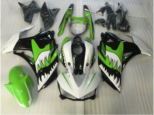 Lime Green and White Shark 15-18 Yamaha R3 Fairings Lime Green and White Shark 15-18 Yamaha R3 Fairings