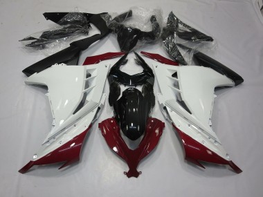 Maroon and White 13-18 Kawasaki Ninja 300 Fairings
