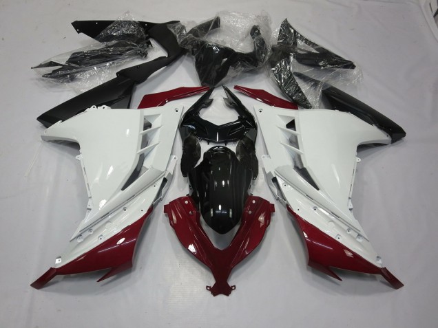 Maroon and White 13-18 Kawasaki Ninja 300 Fairings