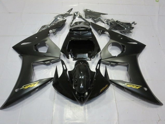 Matte Black Gold 03-04 Yamaha R6 Fairings Matte Black Gold 03-04 Yamaha R6 Fairings