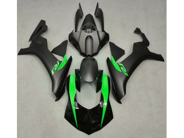 Matte Black & Green 15-19 Yamaha R1 Fairings