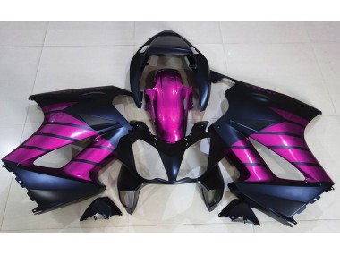 Matte Black & Pink 02-12 Honda VFR800 Fairings