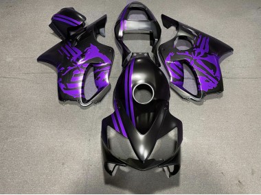 Matte Black & Purple Skull 01-03 Honda CBR600 F4i Fairings