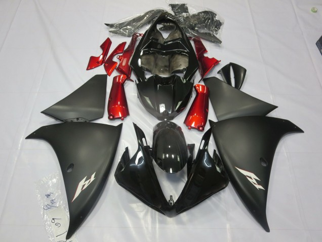 Matte Black Red 12-14 Yamaha R1 Fairings Matte Black Red 12-14 Yamaha R1 Fairings
