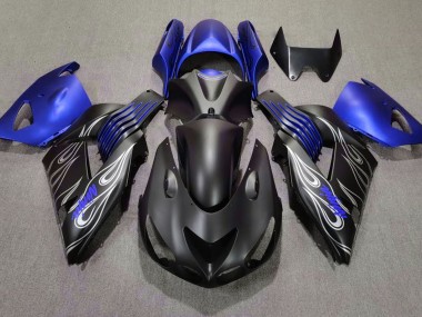 Matte Black and Blue 06-11 Kawasaki ZX14R Fairings