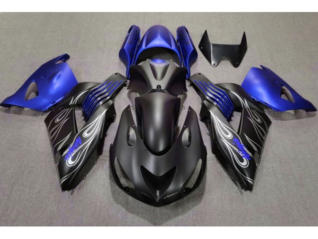 Matte Black and Blue 06-11 Kawasaki ZX14R Fairings Matte Black and Blue 06-11 Kawasaki ZX14R Fairings