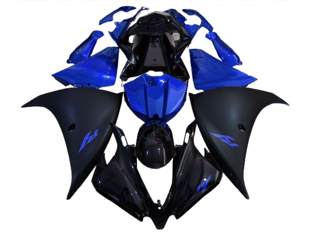 Matte Black and Blue 12-14 Yamaha R1 Fairings Matte Black and Blue 12-14 Yamaha R1 Fairings