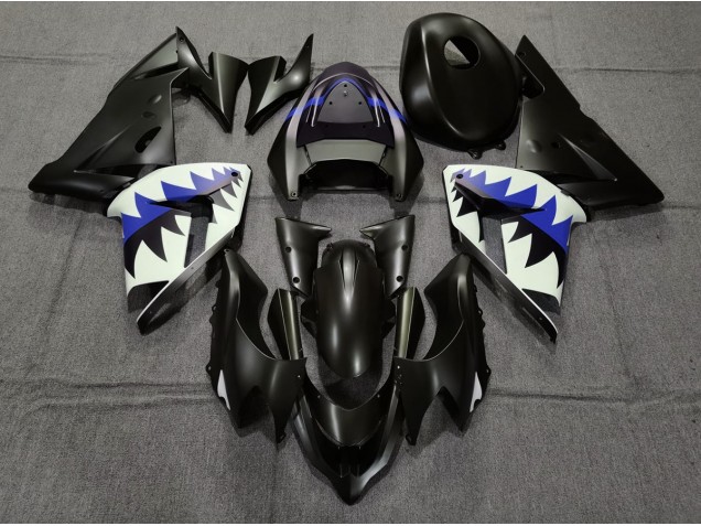 Matte Black and Dark Blue Shark 04-05 Kawasaki ZX10R Fairings Matte Black and Dark Blue Shark 04-05 Kawasaki ZX10R Fairings
