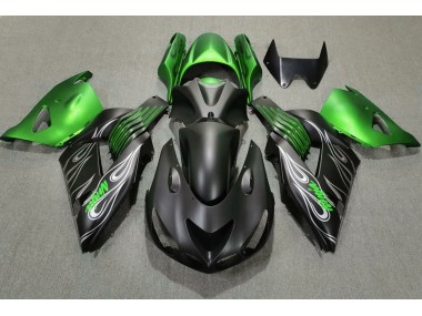 Matte Black and Green 06-11 Kawasaki ZX14R Fairings