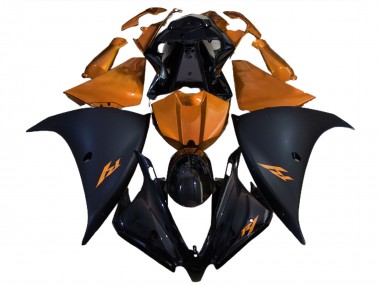Matte Black and Orange 12-14 Yamaha R1 Fairings