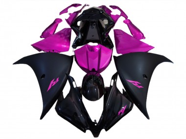 Matte Black and Pink 12-14 Yamaha R1 Fairings