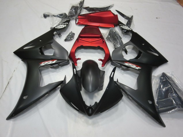 Matte Black and Red 03-04 Yamaha R6 Fairings Matte Black and Red 03-04 Yamaha R6 Fairings