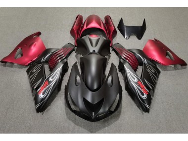 Matte Black and Red 06-11 Kawasaki ZX14R Fairings