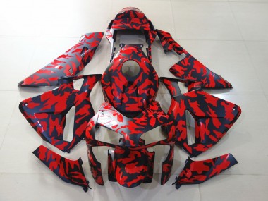 Matte Black and Red Camo 03-04 Honda CBR600RR Fairings