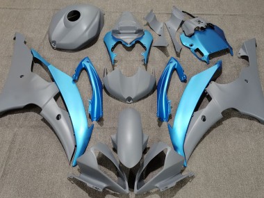 Matte Grey & Sky Blue 08-16 Yamaha R6 Fairings
