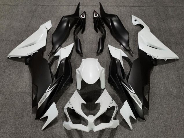 Matte Pearl White and Black 19-23 Kawasaki ZX6R Fairings Matte Pearl White and Black 19-23 Kawasaki ZX6R Fairings