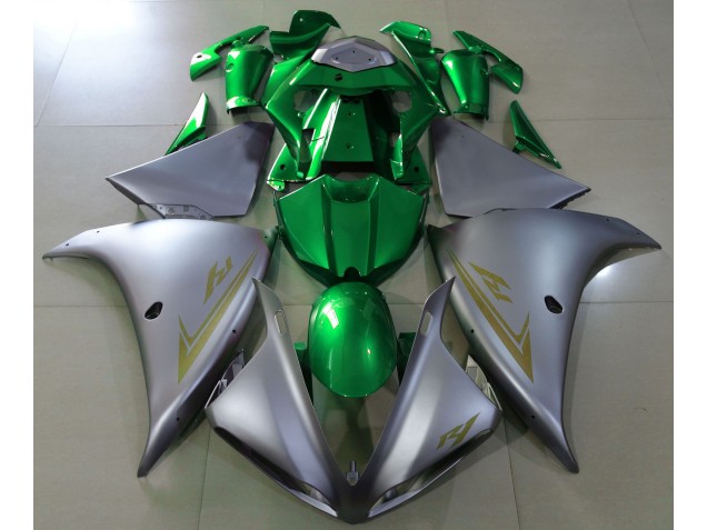 Matte Silver & Green 09-11 Yamaha R1 Fairings Matte Silver & Green 09-11 Yamaha R1 Fairings