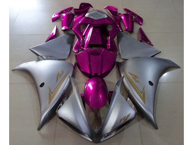 Matte Silver & Pink 09-11 Yamaha R1 Fairings