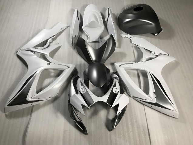 Matte White and Grey 06-07 Suzuki GSXR 600-750 Fairings