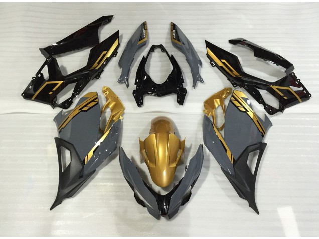 Nardo Grey and Gold 18-23 Kawasaki Ninja 400 Fairings