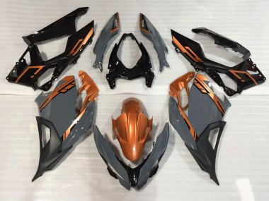Nardo Grey and Orange 18-23 Kawasaki Ninja 400 Fairings