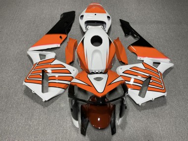 Orange and White Wings 05-06 Honda CBR600RR Fairings