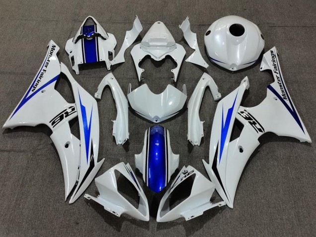 Pearl White and Blue 08-16 Yamaha R6 Fairings Pearl White and Blue 08-16 Yamaha R6 Fairings