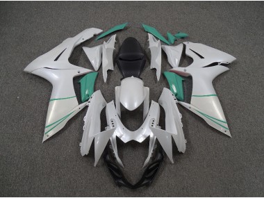 Pearl White and T Blue 11-24 Suzuki GSXR 600-750 Fairings