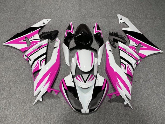 Pink White and Black Zag 09-12 Kawasaki ZX6R Fairings Pink White and Black Zag 09-12 Kawasaki ZX6R Fairings