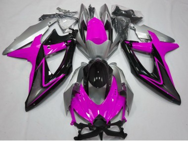 Pink and Silver 08-10 Suzuki GSXR 600-750 Fairings