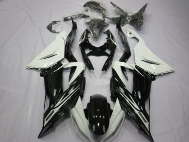 Plain Gloss Black White 13-18 Kawasaki ZX6R Fairings