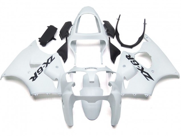 Plain Gloss White With Logo 00-02 Kawasaki ZX6R Fairings Plain Gloss White With Logo 00-02 Kawasaki ZX6R Fairings