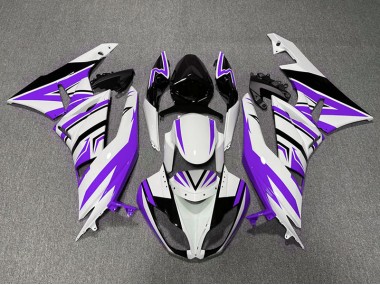 Purple White and Black Zag 09-12 Kawasaki ZX6R Fairings