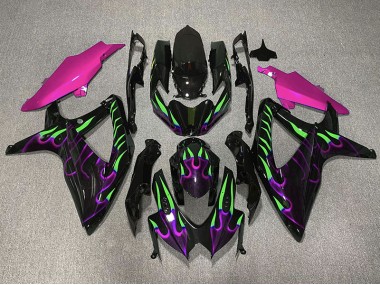 Purple and Green Flame 08-10 Suzuki GSXR 600-750 Fairings