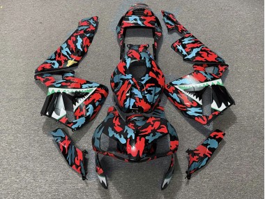 Red and Blue Camo 03-04 Honda CBR600RR Fairings