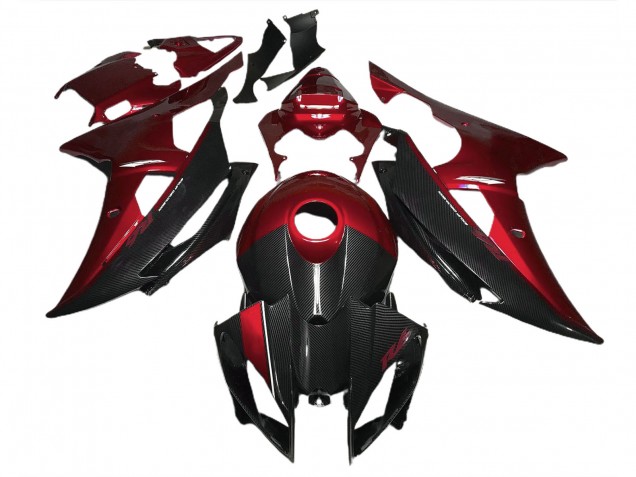 Red w Carbon Fiber Style 08-16 Yamaha R6 Fairings Red w Carbon Fiber Style 08-16 Yamaha R6 Fairings