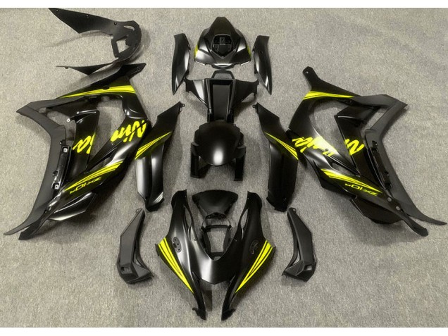 Satin Black & Yellow 16-19 Kawasaki ZX10R Fairings Satin Black & Yellow 16-19 Kawasaki ZX10R Fairings