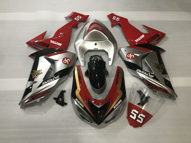 Shiny Silver & Red 06-07 Kawasaki ZX10R Fairings Shiny Silver & Red 06-07 Kawasaki ZX10R Fairings
