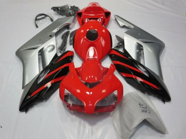 Silver Red and Black 04-05 Honda CBR1000RR Fairings