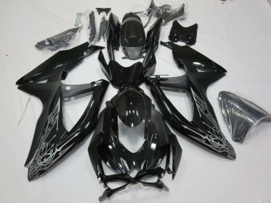 Silver and Black 08-10 Suzuki GSXR 600-750 Fairings