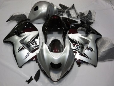 Silver and Dark Red 97-07 Suzuki GSXR 1300 Hayabusa Fairings