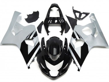 Silver and Gloss Black OEM Style 04-05 Suzuki GSXR 600-750 Fairings