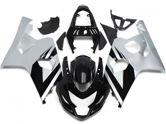 Silver and Gloss Black OEM Style 04-05 Suzuki GSXR 600-750 Fairings Silver and Gloss Black OEM Style 04-05 Suzuki GSXR 600-750 Fairings