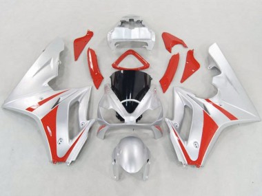 Silver and Red 06-08 Triumph Daytona 675 Fairings