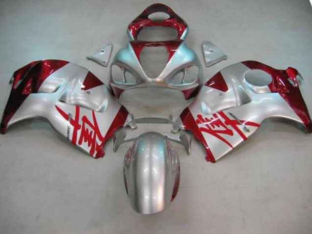 Silver and Red 97-07 Suzuki GSXR 1300 Hayabusa Fairings Silver and Red 97-07 Suzuki GSXR 1300 Hayabusa Fairings